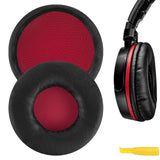Geekria QuickFit Replacement Ear Pads for SONY MDR-ZX600 Headphones Ear Cushions, Headset Earpads, Ear Cups Cover Repair Parts (Black/Red)