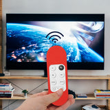 Geekria Chromecast Cover Compatible with Google TV HD 2022 Remote Control - Lightweight Non-Slip Shock Resistant Silicone Cover for Google TV 4K 2020 Remote Control with Lanyard (Red)