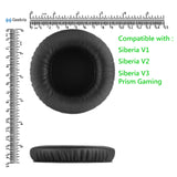 Geekria QuickFit Replacement Ear Pads for SteelSeries Siberia V1, Siberia V2, Siberia V3 Prism Gaming Headphones Ear Cushions, Headset Earpads, Ear Cups Cover Repair Parts (Black)