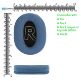 Geekria Comfort Velour Replacement Ear Pads for Logitech G Pro/ProX/ProX League of Legends Edition/Pro X2 Headphones Ear Cushions, Repair Parts (Blue)
