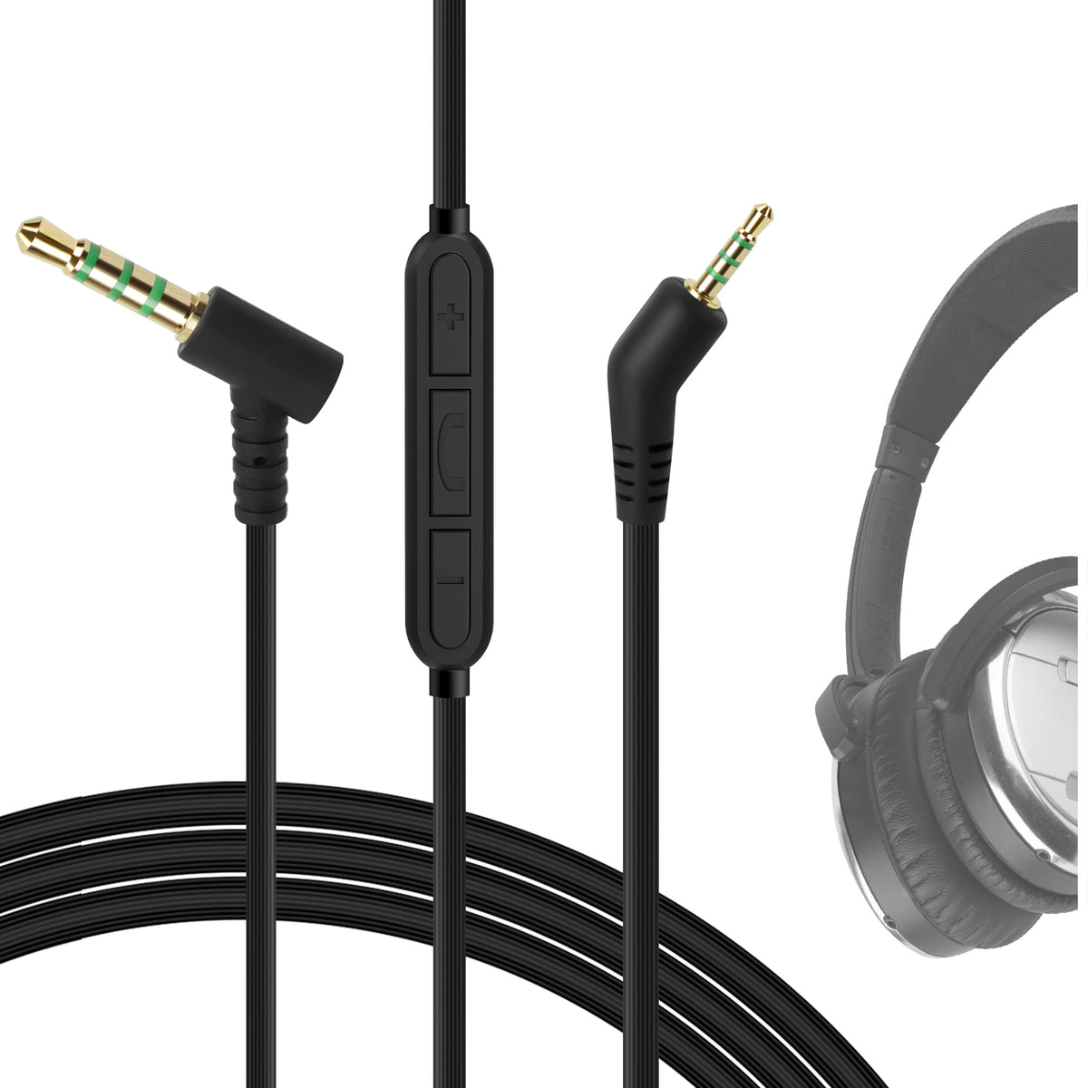 Geekria Audio Cable with Mic Compatible with Bose QuietComfort 3, QC3