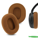 Geekria Comfort Mesh Fabric Replacement Ear Pads Compatible with Skullcandy Crusher Wireless, Crusher EVO, Crusher ANC, Hesh3, HeshEVO, HeshANC, Venue ANC Headphones, Ear Cushions (Brown)