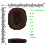 Geekria Comfort Velour Replacement Ear Pads for Audio Technica ATH M50X, M50XBT, M50xBT2, M60X, M45, M35, M30, M20, ATH-MSR7 Headphones Ear Cushions, Headset Earpads, Ear Cups Repair Parts (Brown)