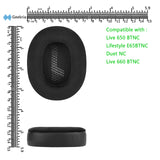 Geekria Comfort Hybrid Velour Replacement Ear Pads for JBL Live 650 BTNC, Lifestyle E65BTNC, Duet NC, Live 660 BTNC Headphones Ear Cushions (Black)