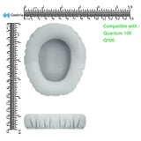 Geekria QuickFit Replacement Ear Pads for JBL Quantum 100 Headphones Ear Cushions, Repair Parts (Light Grey)