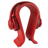 Geekria Vegan Leather Wooden Omega Headphone Stand for Over-Ear Headphones, Gaming Headset Stand, Desk Display Hanger Compatible with Sony, Bose, JBL (Red)