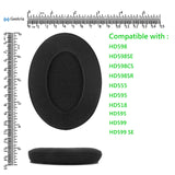 Geekria Comfort Laminated Fabric Replacement Ear Pads for Sennheiser HD598, HD598SE, HD598CS, HD598SR, HD595, HD599, HD599 SE Headphones Ear Cushions, Headset Earpads, Ear Cups Cover Parts (Black)