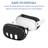 Geekria Silicone VR Headset Protective Shell Compatible with Meta Quest 3, Light & Durable Front Face Cover Accessories, Anti Slip Scratchproof Sleeve Comprehensive Protection for VR (Black)