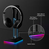 Geekria ABS RGB Headphones Stand for Over-Ear Headphones, Gaming Headset Holder, Desk Display Hanger with Solid Heavy Base Compatible with Sennheiser, Bose, Beats, Razer, AKG, Sony PS4 (Black)