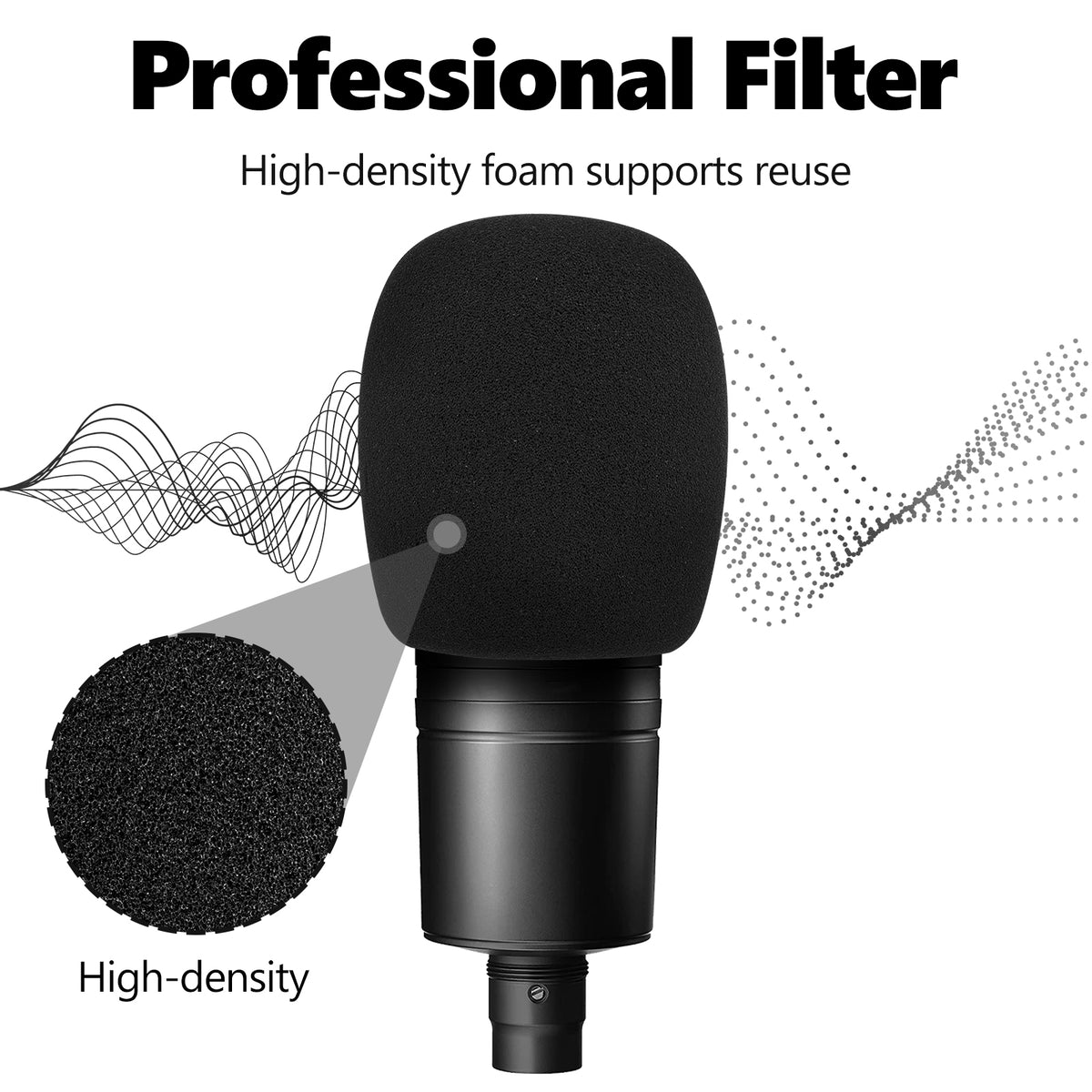 Geekria For Creators Foam Windscreen Para Microfones De Diâm
