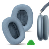 Geekria Comfort Mesh Fabric Replacement Ear Pads Compatible with Apple AirPods MAX (A2096), AirPodsMAX2 (A3184) Headphones, Ear Cushions (Blue)