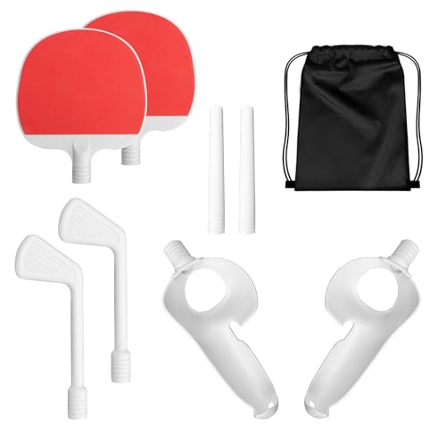 Geekria VR Sports Kit Compatible with Meta Quest 3, Dual Handle Attachment Extension Set, VR Game Suitable for Golf 5 EClub/Beat Saber/Walkabout Mini Golf, Golfing Game Extension Adapter (1 Set)