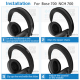 Geekria Flex Fabric Headband Cover Compatible with Bose 700 UC, 700, NCH 700, NC 700 Noise Cancelling Headphones, Head Cushion Pad Protector, Replacement Repair Part, Sweat Cover (Black)