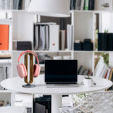 Geekria Wooden | Aluminum Alloy Headphones Stand for Over-Ear Headphones, Gaming Headset Holder, Desk Display Hanger with Solid Heavy Base Compatible with Sony, Bose, Shure, Jabra, JBL (Walnut)