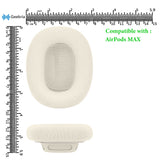Geekria Comfort Mesh Fabric Replacement Ear Pads Compatible with Apple AirPods MAX(A2096), AirPods MAX2 (A3184) Headphones, Ear Cushions, Repair Parts (Starlight)