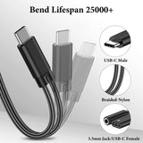 Geekria USB-C to 3.5mm Jack Audio Charger Adapter, PD 60W Fast Charge, USB-C DAC Digital Audio Cable Compatible with Samsung Galaxy S23 S23 Ultra S23+, Google Pixel 8 7, HTC U205G U19e