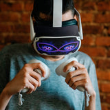 Geekria VR Headset & Controller Handle Skin Compatible with Oculus Meta Quest 2 Protective Cover, Protective Durable Scratch Resistant Quest 2 Sticker Purple Eyes