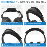 Geekria Earpad + Headband Compatible with Bose Around-Ear AE2, AE2i, AE2w Headphone Replacement Ear Pad + Headband Cover / Ear Cushion + Headband Protector \ Earpads Repair Parts (Black)