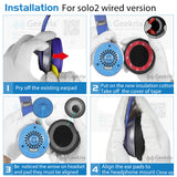 Geekria QuickFit Ear Pads for Beats Solo2 Wired, Solo2.0 Wired (B0518) Headphones Ear Cushions, Headset Earpads, Ear Cups Cover Repair Parts (White)