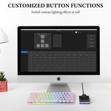 Geekria USB Mini 4-Key + Knob Keyboard, One-Handed Mechanical Gaming Keyboard. Customizable Key Function RGB Silent Red Axis Keyboard, Compatible with Windows Xp/7/8/10/11 and Mac OS