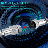 Geekria Coiled USB-C Gaming Keyboard Cable with Aviator Connector Cord, 5-Pin Braided Double-Sleeved Mechanical Keyboard Cable Compatible with Logitech G715 G713, Keychron K8 K7 K6Pro (White 5FT)