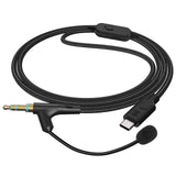 Geekria USB-C Boom Mic Cable Compatible with Soundcore Space One, Sony WH-1000XM6, ULT WEAR, Replacement Cord with Boom Microphone and Volume/Mute Control for Gaming & Meeting (5.6ft)