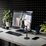 Geekria for Creators Telescoping Tabletop Microphone Stand, Adjustable Desk Mic Holder with Weighted Base, Compatible with TONOR TC-777, TC30, TC20, Shure Sm57, Sm58, SAMSON Q2U