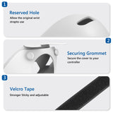 Geekria Touch Controller Grip Cover Compatible with Meta/Oculus Quest 2, VR Anti-Throw Handle Grip Silicone Sleeve with Adjustable Hand Strap, Controller Caps (White)