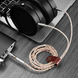 Geekria Apollo Copper Silver Braid Upgrade Audio Cable Compatible with HIFIMAN SUNDARA, Ananda Arya, HE4XX, Edition XS 3.5mm (1/8'') Male Replacement Headphones Cord (4.9ft/1.5m)