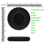 Geekria Comfort Velour Replacement Ear Pads for AKG K240, K240S, K240 Studio, K240 MKII, K241 Headphones Ear Cushions, Headset Earpads, Ear Cups Cover Repair Parts (Black)