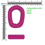 Geekria Comfort Mesh Fabric Replacement Ear Pads for Logitech G435 G335 Headphones Ear Cushions, Headset Earpads, Ear Cups Cover Repair Parts (Red)