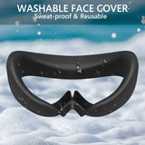 Geekria Sweat Proof Silicone Face Cover Pad Compatible with Pico Neo 4 Protective Lens Cover Accessories, Washable Lightproof Anti-Leakage Fit for Pico Neo 4, Replacement Accessories (Black)