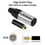 Geekria 4-Pin XLR Balanced Male to 4.4mm Balanced Female Headphones Audio Adapter Cable, OCC Copper Silver Plated Upgrade Audio Conversion Cord, Compatible with Amplifiers, Microphones (20cm/8'')