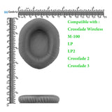 Geekria QuickFit Replacement Ear Pads for V-MODA Crossfade Wireless, M-100, LP, LP2, Crossfade 2, Crossfade 3 Headphones Ear Cushions, Headset Earpads, Ear Cups Cover Repair Parts (Grey)