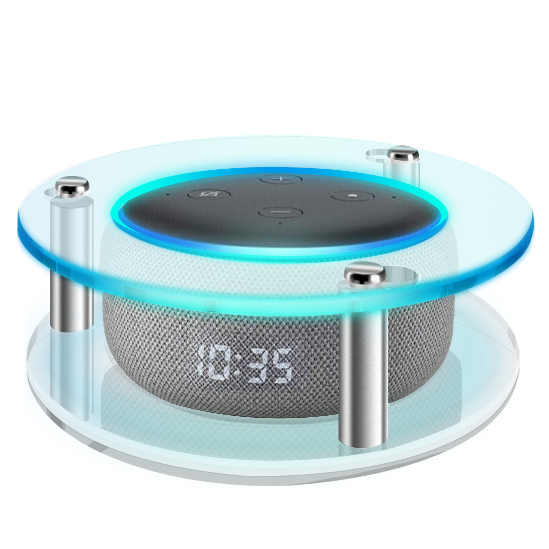 Geekria Soporte de pared acrílico compatible con Echo Dot (3ª generación)  altavoz inteligente con reloj LED y Alexa, soporte de altavoz estable