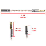 Geekria 4.4mm Balanced Male to 3.5mm Balanced Female Adapter, Silver-Plated Copper Audio Cable, Headphone Upgrade Converter Dongle, Balanced TRRRS to TRRS Jack Plug (0.5ft)