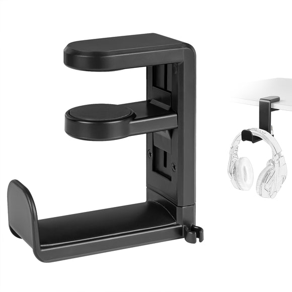 Geekria Gaming Headset Headphone Hook Stand, Under-Desk Headphone Stand Mount Holder with 360° Rotation Adjustable, Compatible with Bose, Sony, AKG, Sennheiser, JBL, B&O, Beats, ATH (Black)