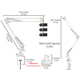 Geekria for Creators Microphone Arm Compatible with Fifine K669, K670, K678, AmpliGame A6T, A8 Mic Boom Arm with Tabletop Flange Mount, Suspension Stand, Mic Scissor Arm, Desk Mount Holder (White)