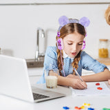 Geekria Kids Headphones for Girls, Wired Headset with Microphone and Ears, Fit 5-12 Years Children for Classroom, Online Education, YouTube, Facebook Live, Twitch, Zoom Meeting (Purple)