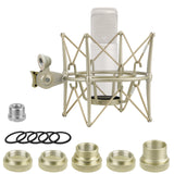Geekria for Creators Microphone Shock Mount Compatible with Rode NT1-A, NT2-A, NT1000, NT2000, NTK, Procaster, K2, Mic Anti-Vibration Suspension Adapter Clamp Mic Holder Clip (Champagne / Metal)