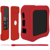 Geekria Protective Case for Apple TV 4K / 4th Gen Remote - Light Weight (Anti Slip) Shock Proof Silicone Cover for Apple TV 4K Siri Remote Controller with Lanyard (Red)