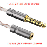 Geekria Apollo 4N OCC and Single-Crystal Silver Upgrade Cable/ 4.4MM Balanced Male to 2.5MM Balanced Female Adapter Cord / 4 Cores Conversion Audio Cable (0.42ft)