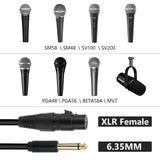 Geekria for Creators 6.35 mm (1/4 Inch) to XLR Female Microphone Cable 6.6 ft / 200 CM, Compatible with Shure SM58, SM57, SM48, SM7B, MV7, PGA48, PGA58, BETA 58A Balanced Mic Cord (Black)