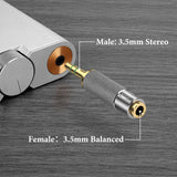 Geekria 3.5mm Male to 3.5mm (1/8'') Balanced Female Headphones Adapter for 3.5mm 4-Pole Cable Connected to Balanced 3.5mm Player Device, Aluminum Alloy Conversion Audio Plug, Gold Plated Adapter
