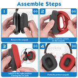 Geekria Silicone Earpad Covers Compatible With AirPods Max, Earpad Protector / Earphone Covers / Earpad Cushion / Ear Pad Covers / Headphone Covers, Easy Installation No Tool Needed (Red)