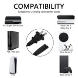 Geekria IEC320 C7 to NEMA 1-15P Replacement Power Cord, 2 Prong AC Power Cable Compatible with Sony PS5, PS4, PS3, PS2 Slim, Microsoft Xbox One S, Xbox One X, Xbox Series S Console (2 Pack, 5 ft)