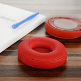 Geekria QuickFit Replacement Ear Pads for Beats Solo 3 (A1796), Solo 3.0 Wireless On-Ear Headphones Ear Cushions, Headset Earpads, Ear Cups Cover Repair Parts (Red)