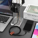 Geekria Audio Cable with Mic Compatible with V-MODA Crossfade LP Headphones, 3.5mm to 3.5mm Braided Nylon Replacement Cord with Inline Microphone and Volume Control (4ft / 1.2m)