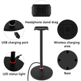 Geekria Headphone Charging Holder, Headset Hanger, 2-in-1 Headphone Holder Desk & Wireless Charger Pad, Suitable for Desktop Table Earphone Accessories (Black)