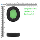 Geekria Comfort Mesh Fabric Replacement Ear Pads for PDP Gaming LVL30, LVL40 Wired Chat Headphones Ear Cushions, Headset Earpads, Ear Cups Repair Parts (Black Green)
